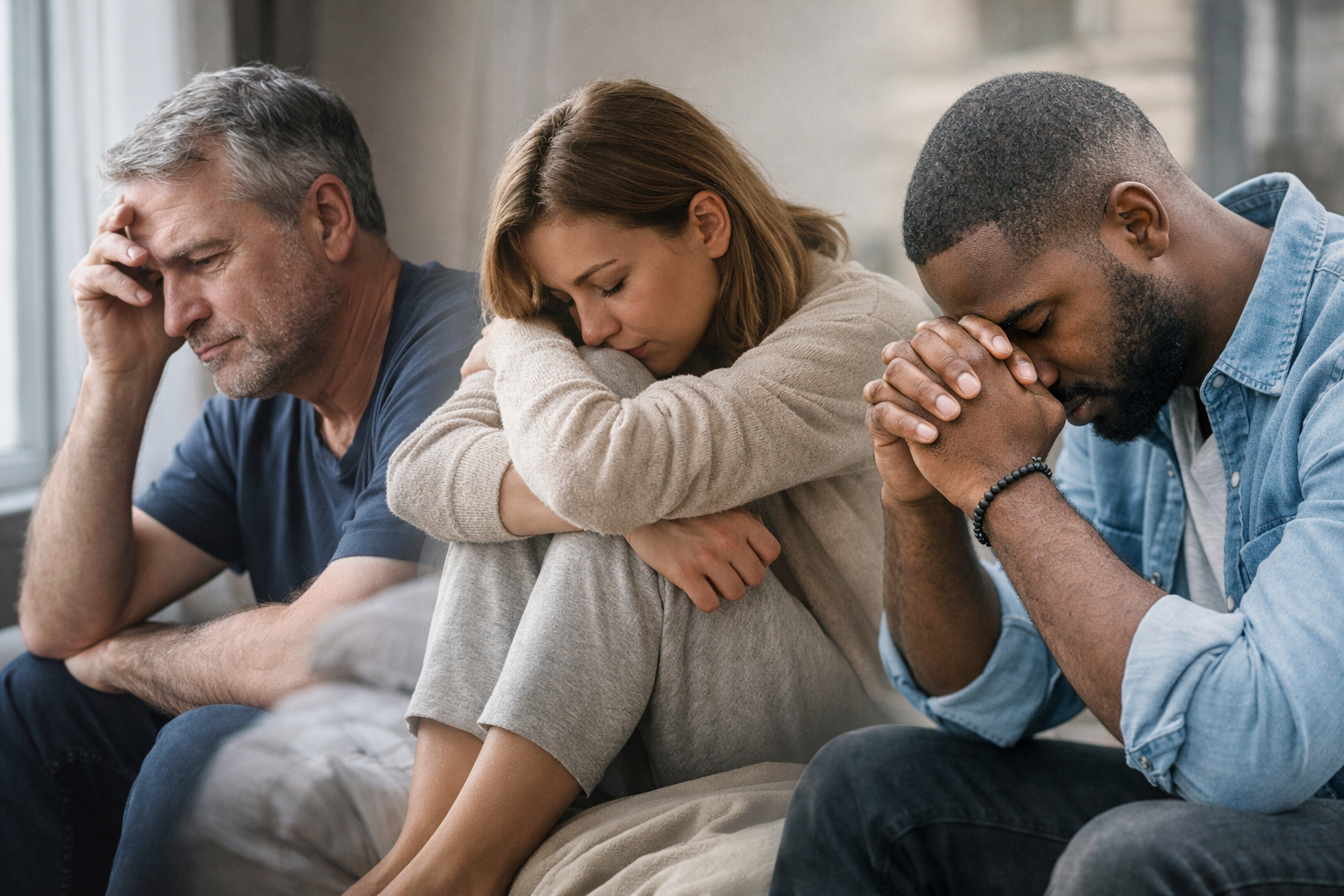 People experiencing emotional overwhelm and modern trauma